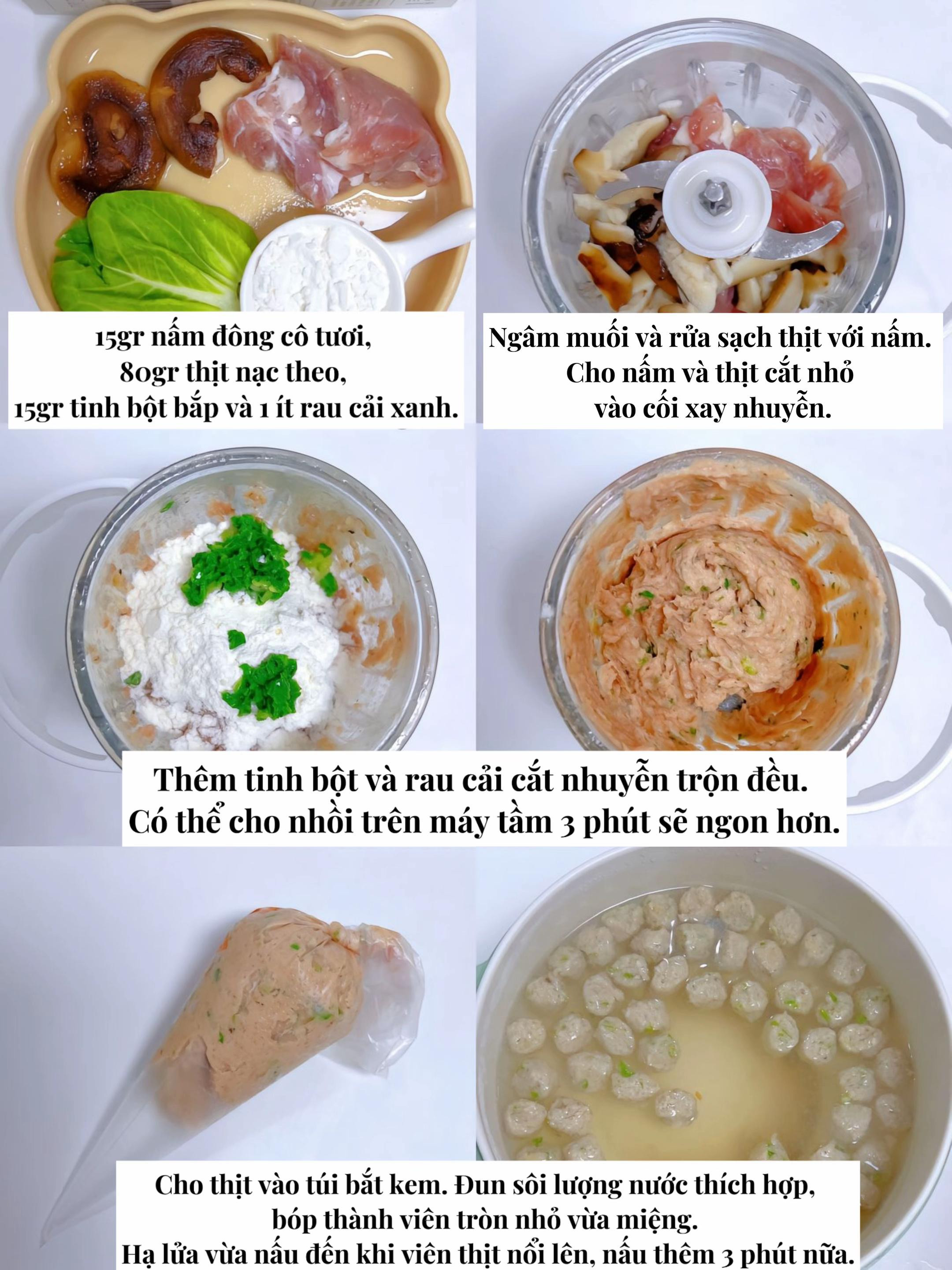 Thịt viên rau nấm bổ sung sắt và canxi cho bé ăn dặm