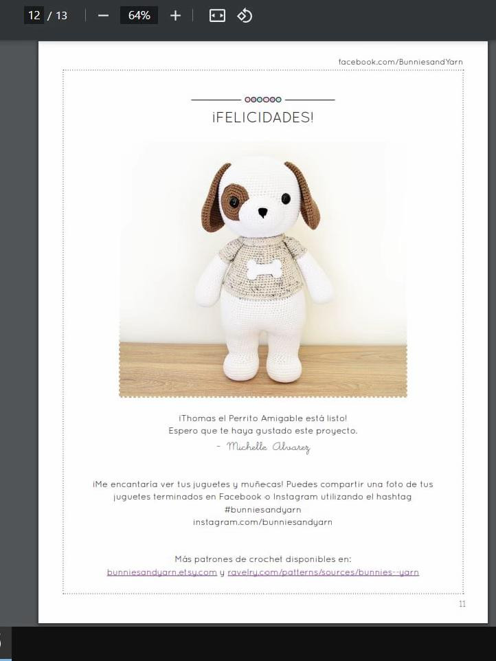 Thomas el Perrito Amigable: Patrón de Crochet Completo con Instrucciones Paso a Paso