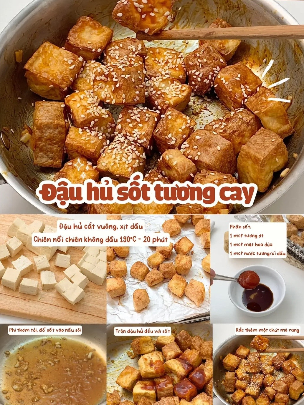 Thực đơn cơm nhà cuối tháng: Đậu hũ sốt tương cay, canh cải thảo và cơm rắc vụn rong biển