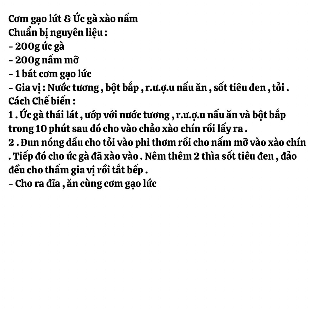 Thực đơn cơm văn phòng: Cơm gạo lứt, Tôm xào ớt chuông và ức gà xào nấm