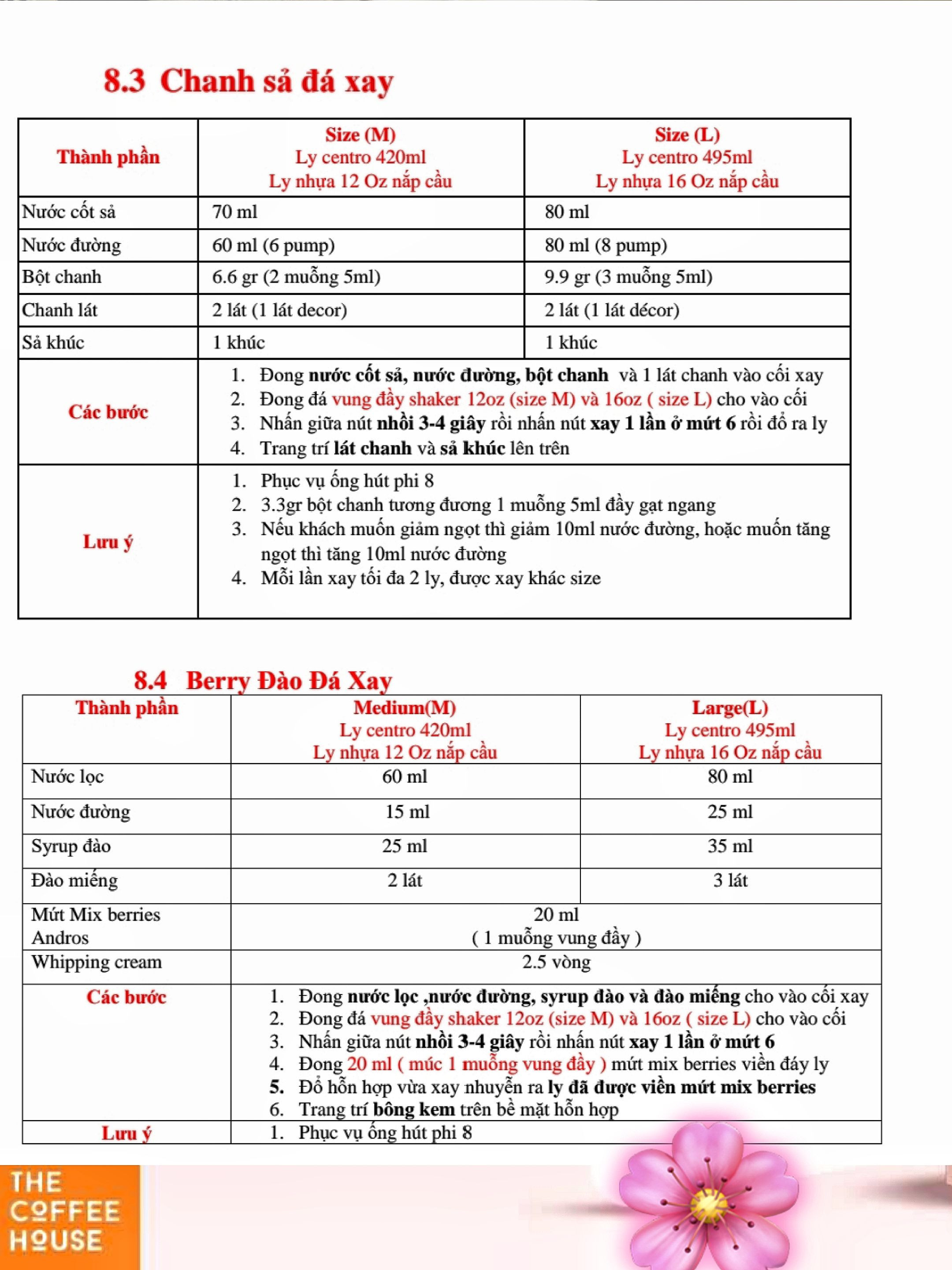 Thực đơn thức uống trái cây: Sinh tố Việt quất, Dưa lưới, Chanh sả và Phúc bồn tử cam đá xay