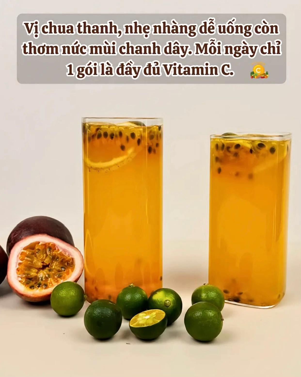 Thức uống chanh dây và quất chua ngọt dưỡng da trắng sáng