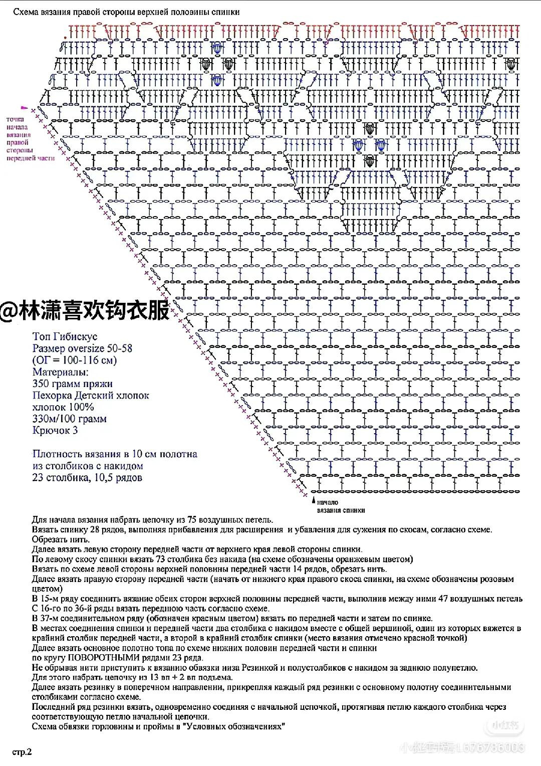 Time Crochet Hollow Short Sleeve Top Pattern with Chart and Instructions