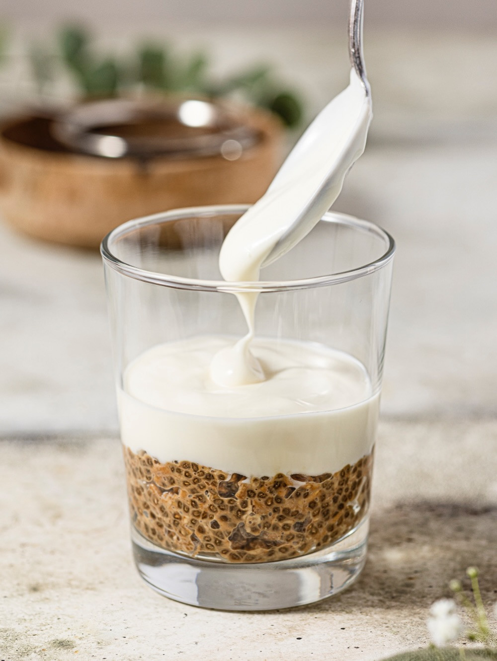 Tiramisu Overnight Oats with Chia Seeds, Yogurt, and Espresso