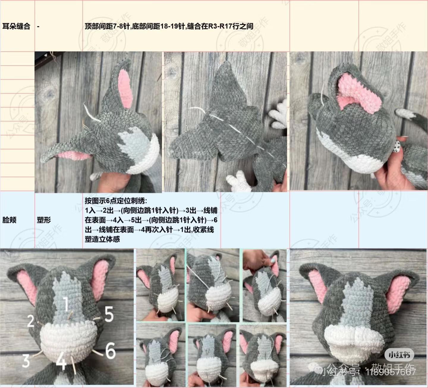 Tom Cat Amigurumi Crochet Pattern Chart