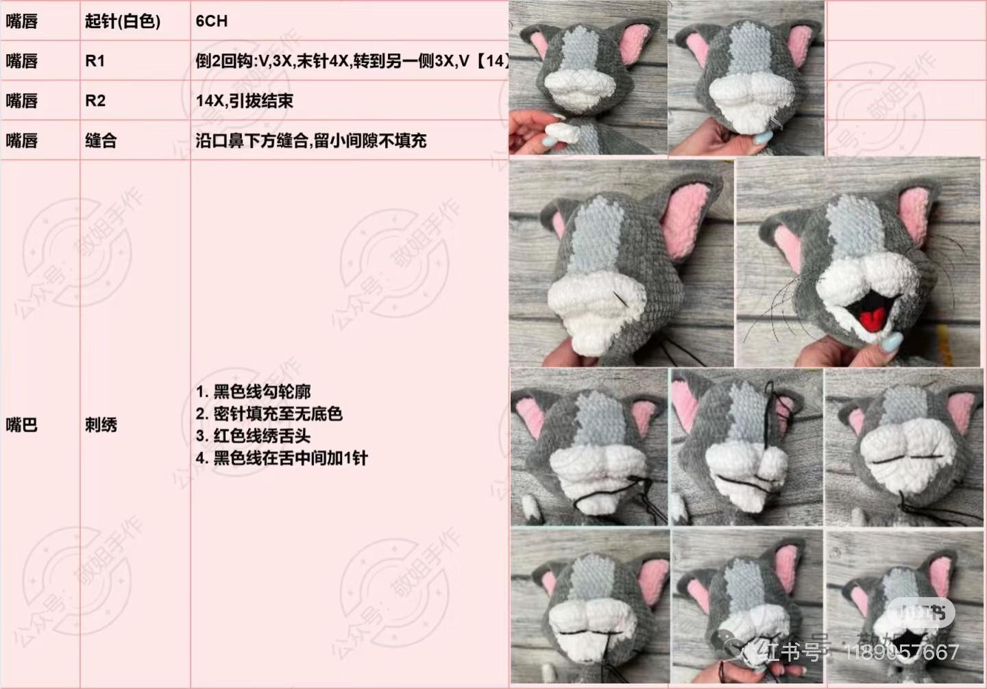 Tom Cat Amigurumi Crochet Pattern Chart