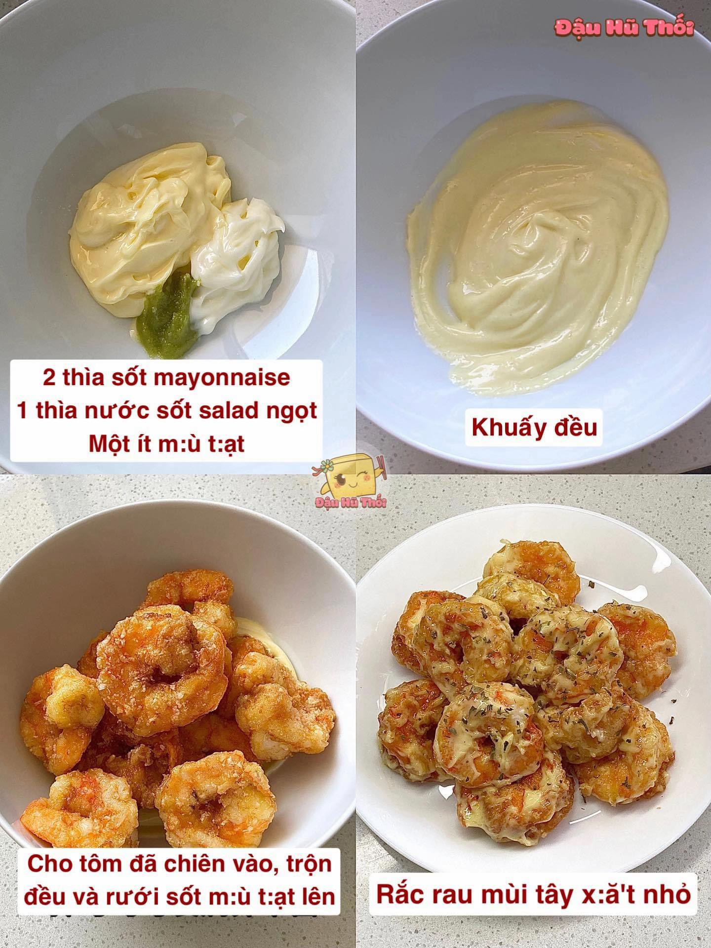 Tôm chiên giòn sốt mayonnaise và mù tạt, công thức món ăn ngon cho bé