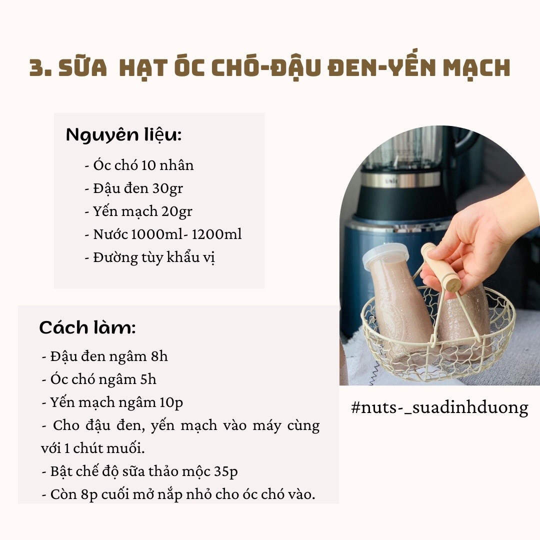 Tổng hợp 5 công thức làm sữa hạt dinh dưỡng: Gạo lứt, óc chó, hạnh nhân và bí xanh