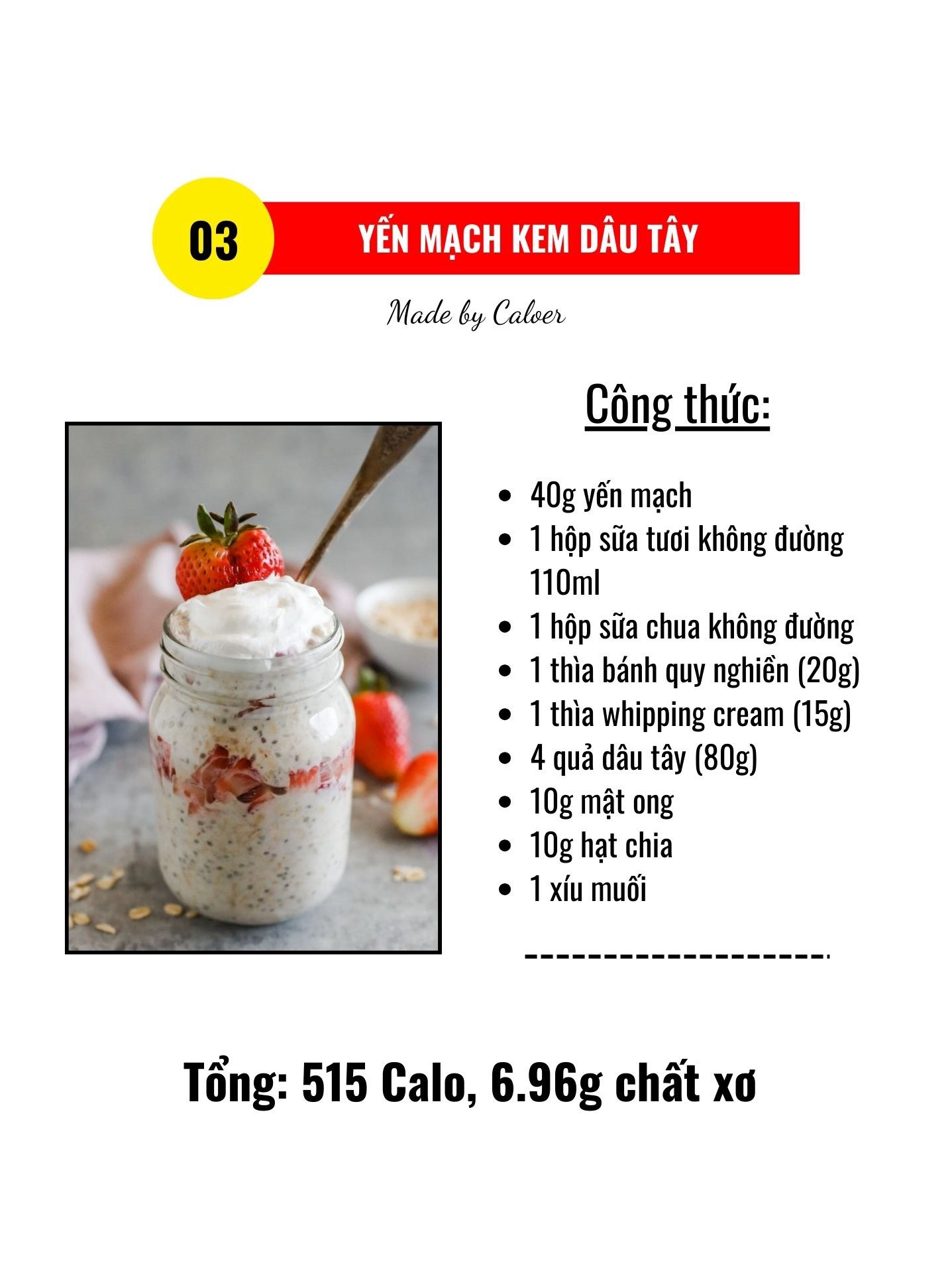 Tổng hợp 5 công thức yến mạch ngon: Sữa tươi, Chocolate, Kem dâu tây, Dứa sữa dừa và Chuối quế