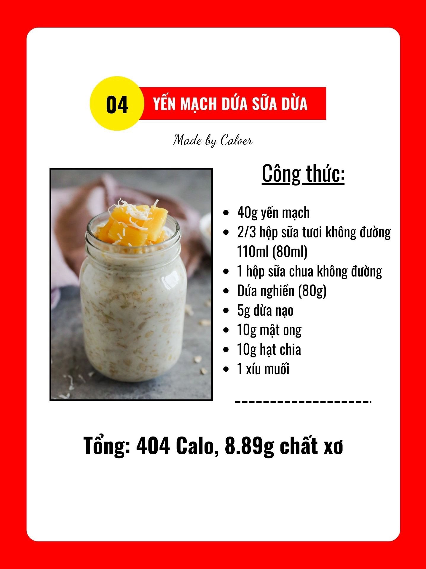 Tổng hợp 5 công thức yến mạch ngon: Sữa tươi, Chocolate, Kem dâu tây, Dứa sữa dừa và Chuối quế
