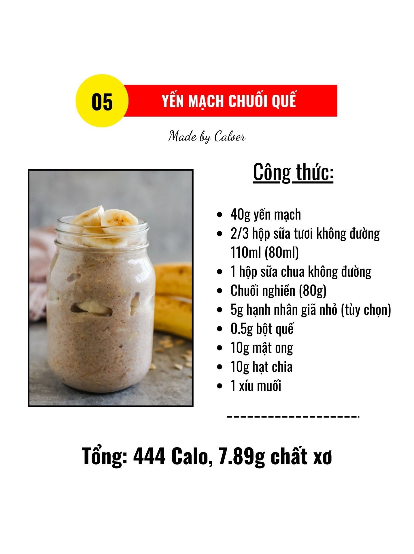 Tổng hợp 5 công thức yến mạch ngon: Sữa tươi, Chocolate, Kem dâu tây, Dứa sữa dừa và Chuối quế