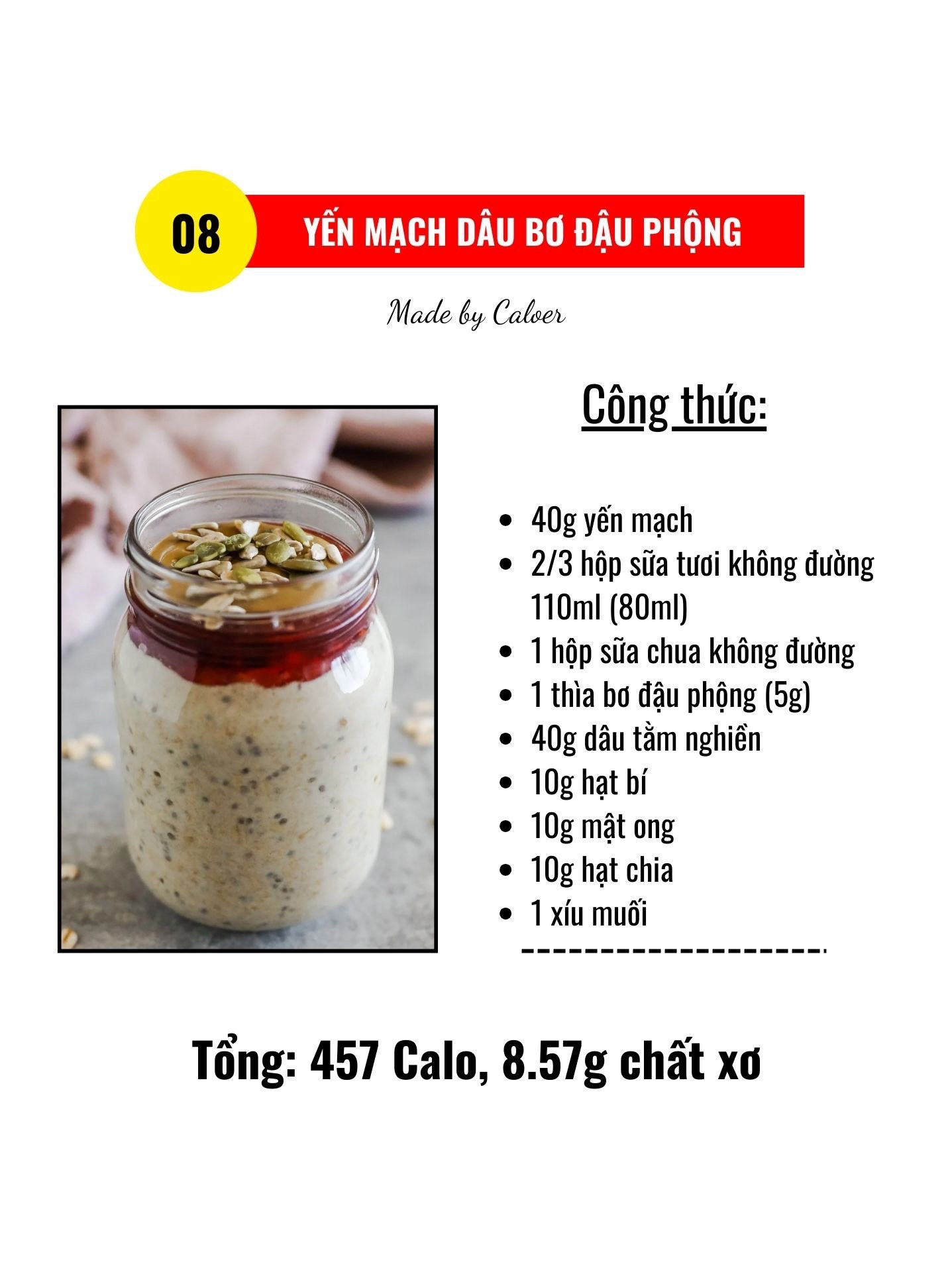 Tổng hợp 5 công thức yến mạch ngon: Sữa tươi, Chocolate, Kem dâu tây, Dứa sữa dừa và Chuối quế