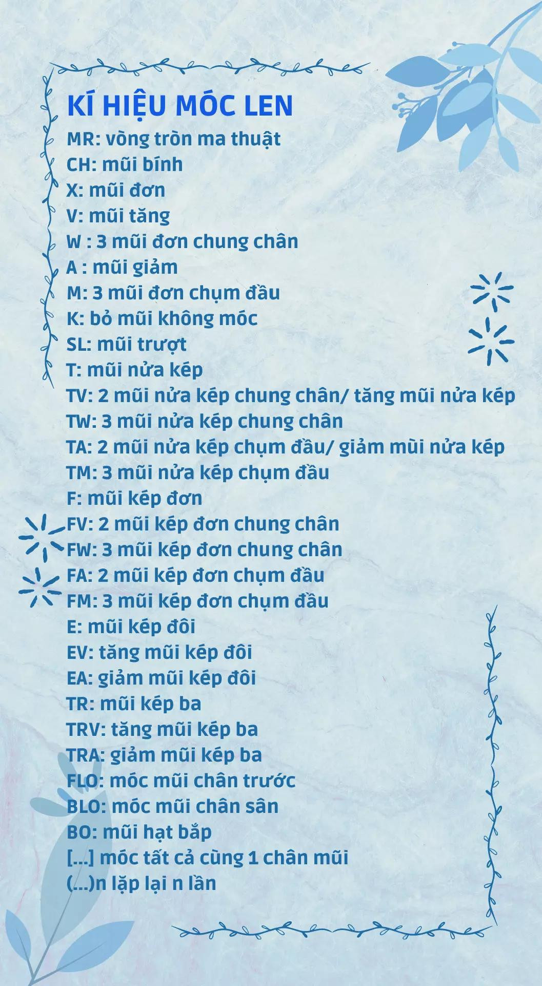 Tổng hợp bảng kí hiệu móc len cơ bản và hướng dẫn vòng tròn ma thuật