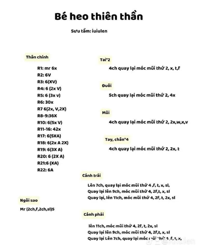 Tổng hợp các chart móc len thú ú nụ mini siêu xinh, dễ thương gồm mèo, Pocchaco, heo và chuột đầu bếp