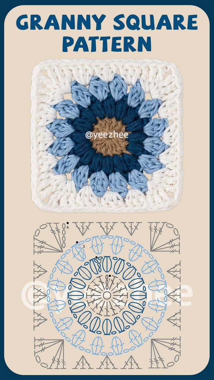Tổng hợp các mẫu chart Granny Square và mũ len đính lông thỏ đẹp