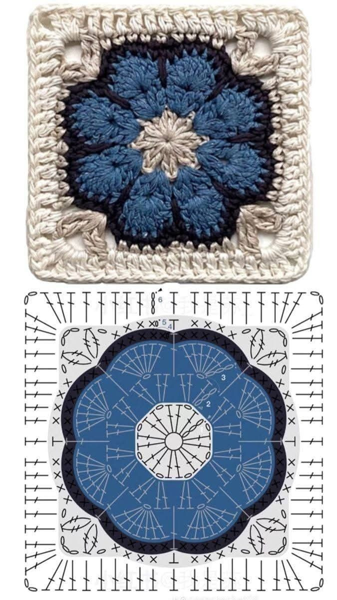 Tổng hợp các mẫu chart Granny Square và mũ len đính lông thỏ đẹp