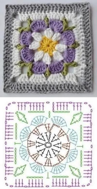 Tổng hợp các mẫu chart Granny Square và mũ len đính lông thỏ đẹp