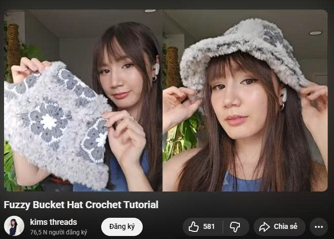 Tổng hợp các mẫu chart Granny Square và mũ len đính lông thỏ đẹp