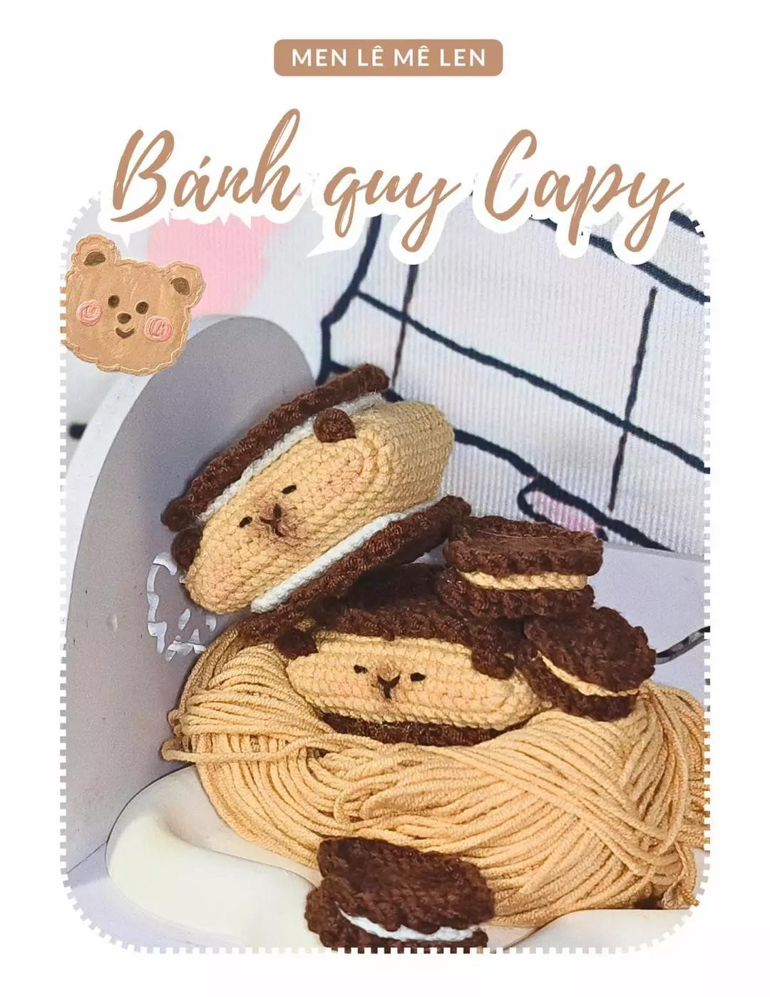 Tổng hợp các mẫu chart móc len Capybara: Công an, Bánh quy và Sấu Tầm