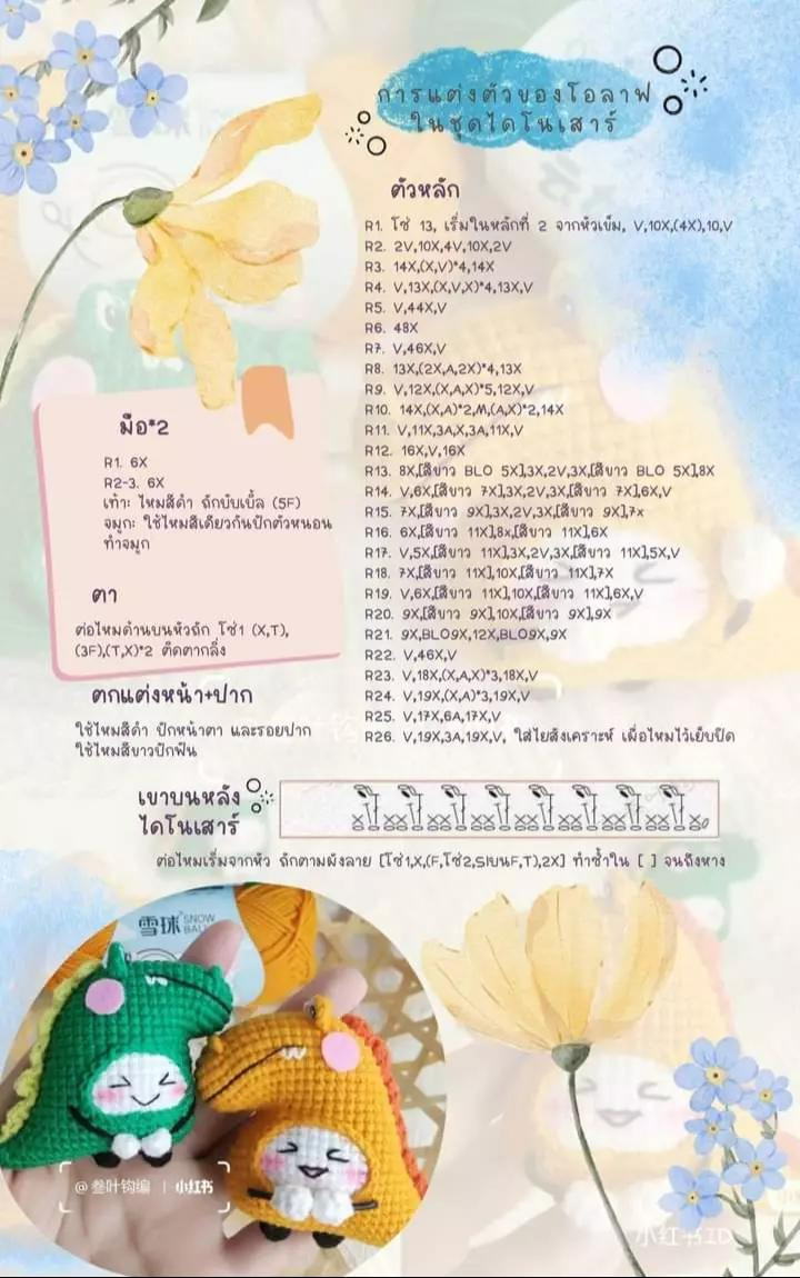 Tổng hợp các mẫu móc len dễ thương: Dinosaur, Mèo may mắn, Gấu và Búp bê