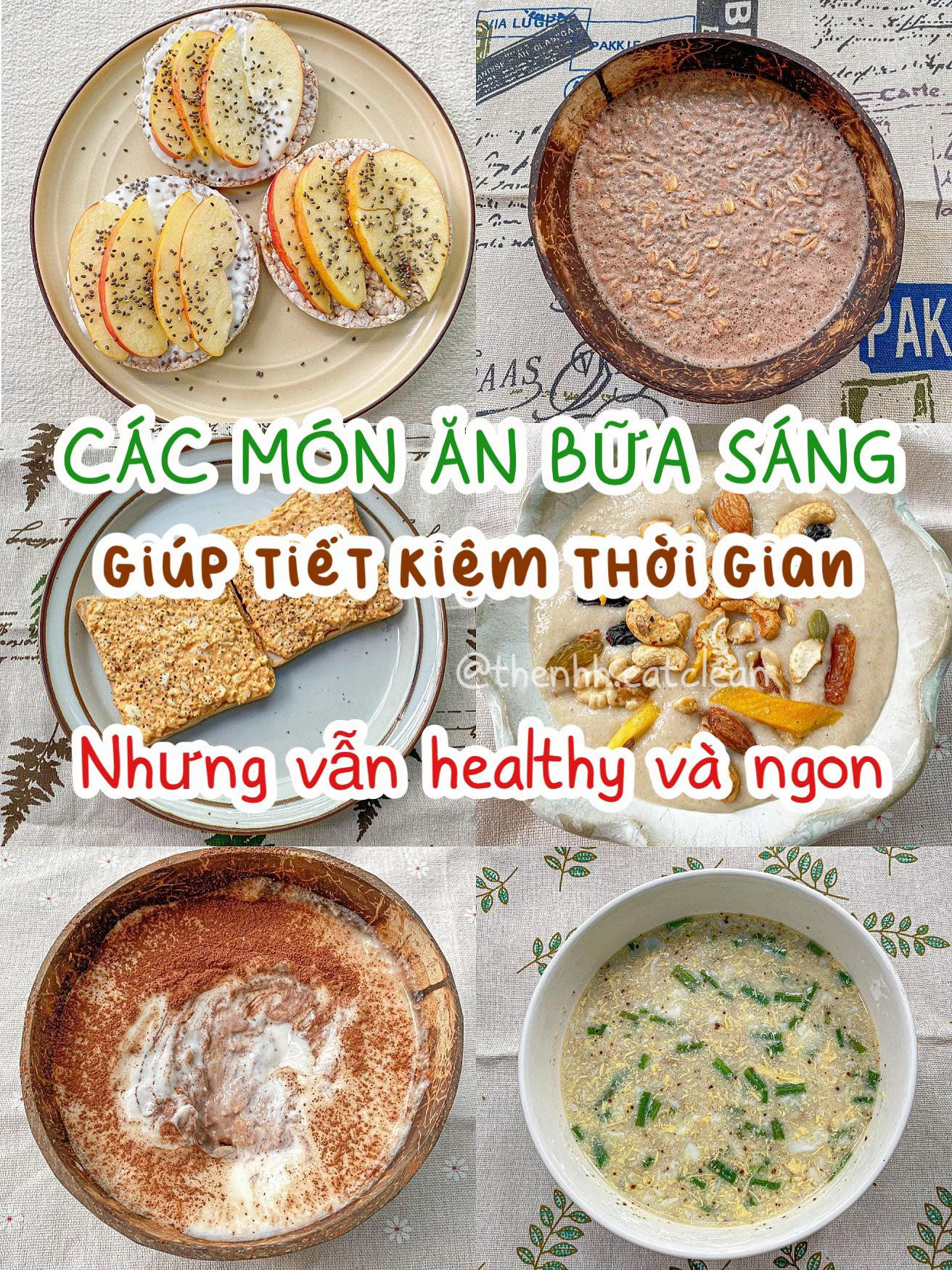 Tổng hợp các món ăn sáng healthy tiết kiệm thời gian: Bánh gạo lứt, yến mạch ngâm, bánh mì trứng và Tiramisu yến mạch