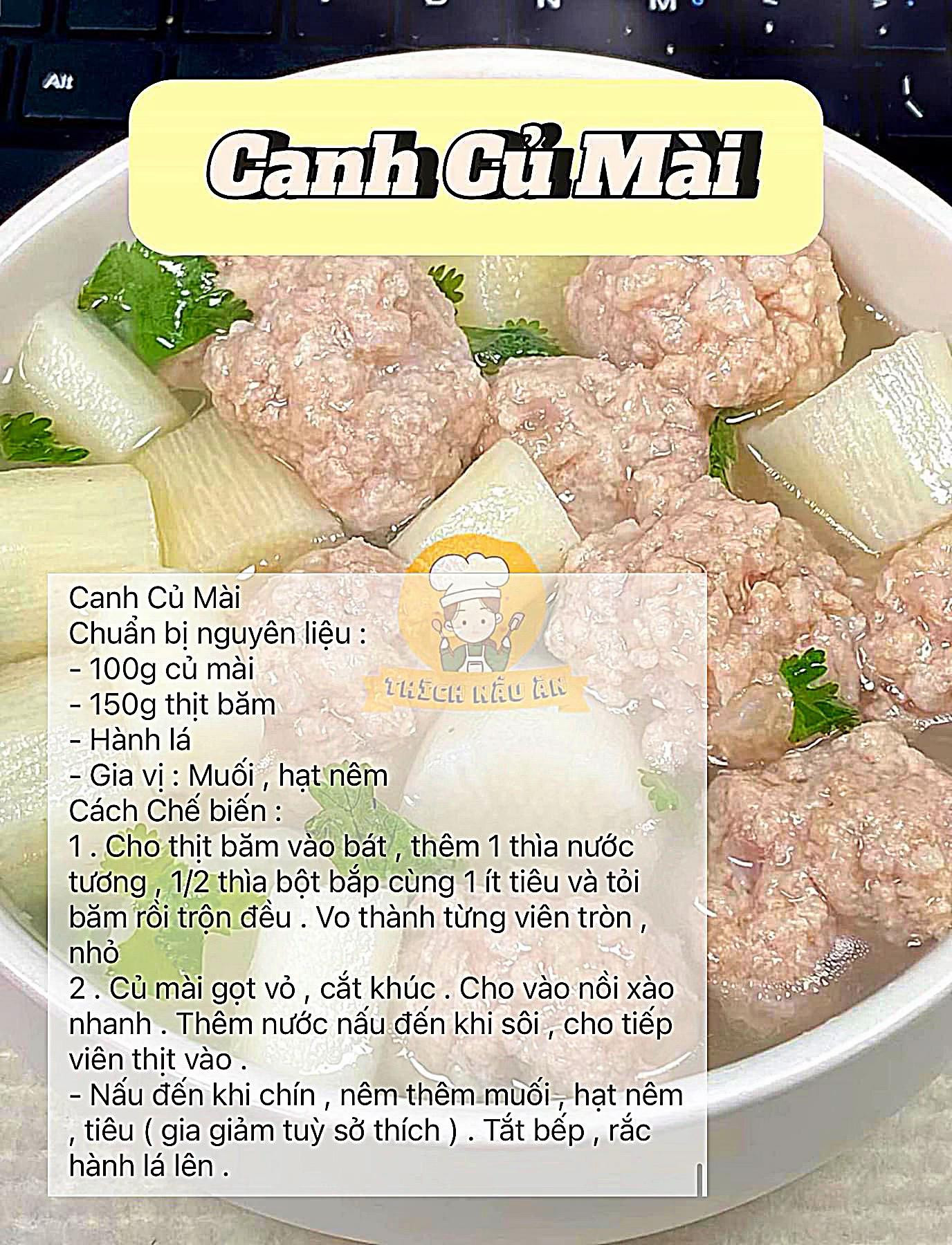 Tổng hợp các món ngon từ củ mài: Canh, Thịt Xào, Bánh Đậu Đỏ và Chiên Bột