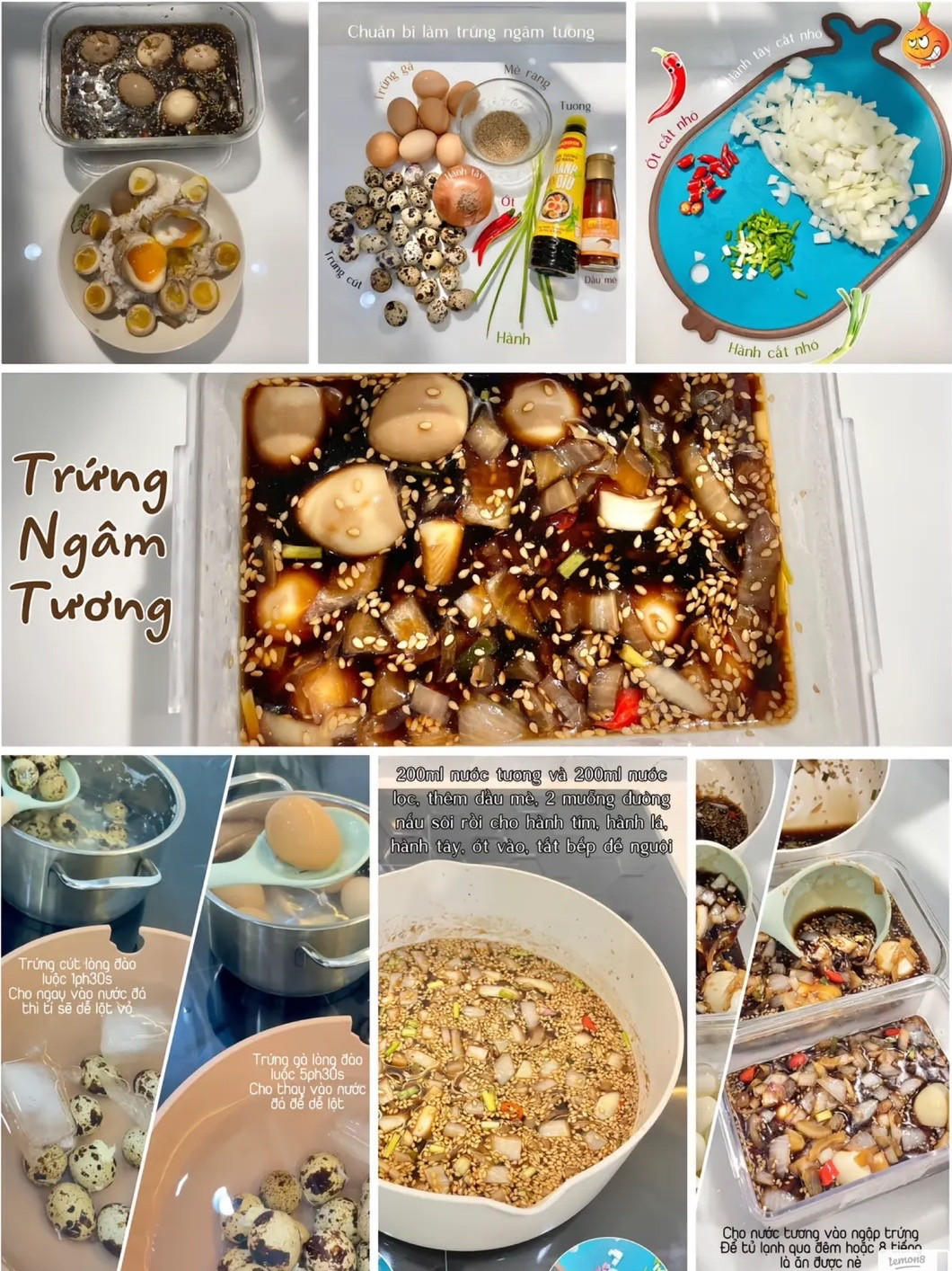 Tổng hợp các món ngon từ trứng gà: Trứng ngâm tương, trứng chiên thịt băm và trứng đậu hũ sốt cà chua