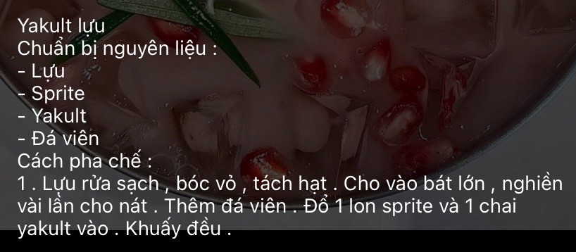 Tổng hợp cách mix đồ uống ngon: Yakult lựu, Rượu vang đỏ trái cây và Yakult cam