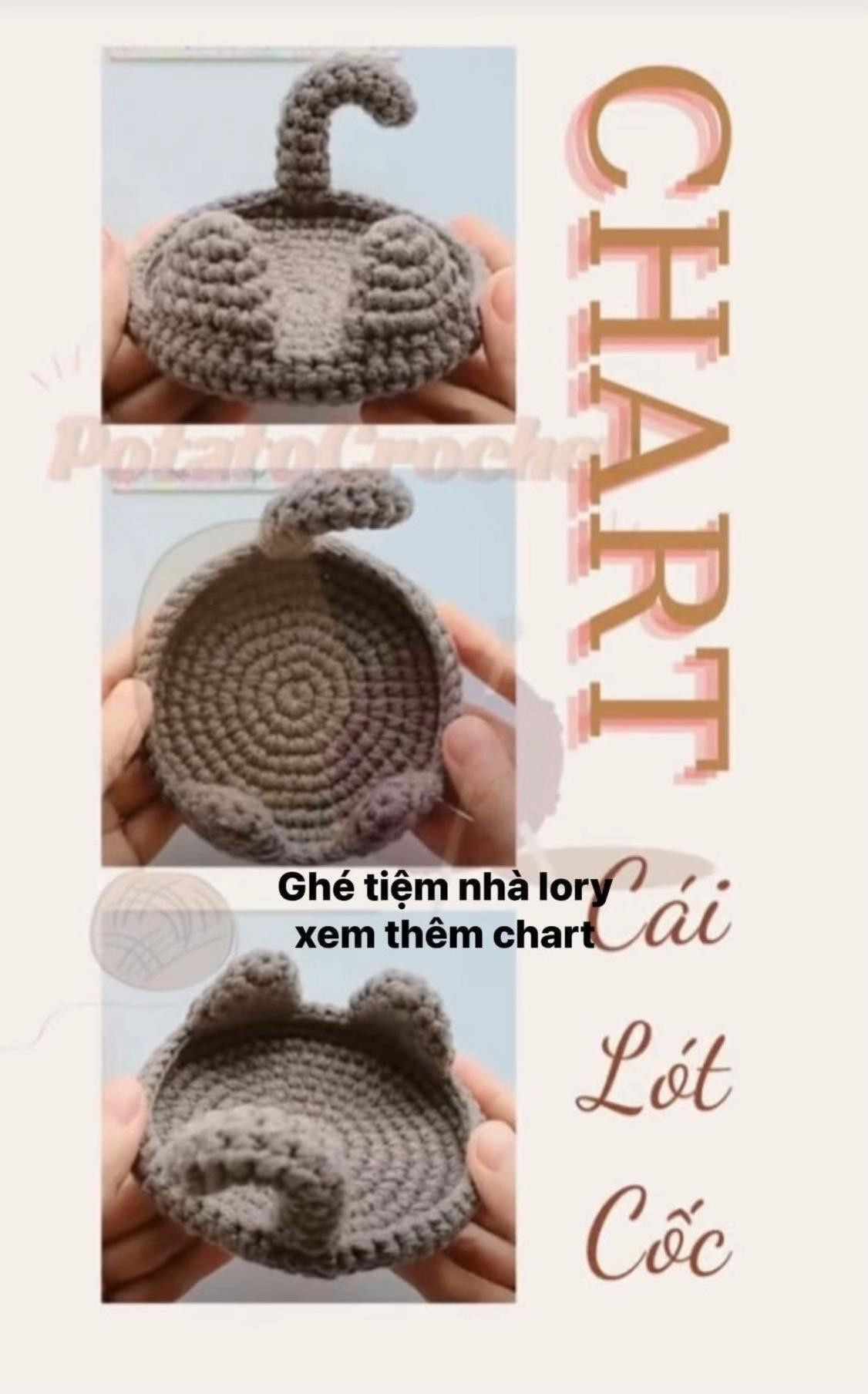 Tổng hợp chart lót ly móc len dễ thương: Capybara, Vịt và Mèo