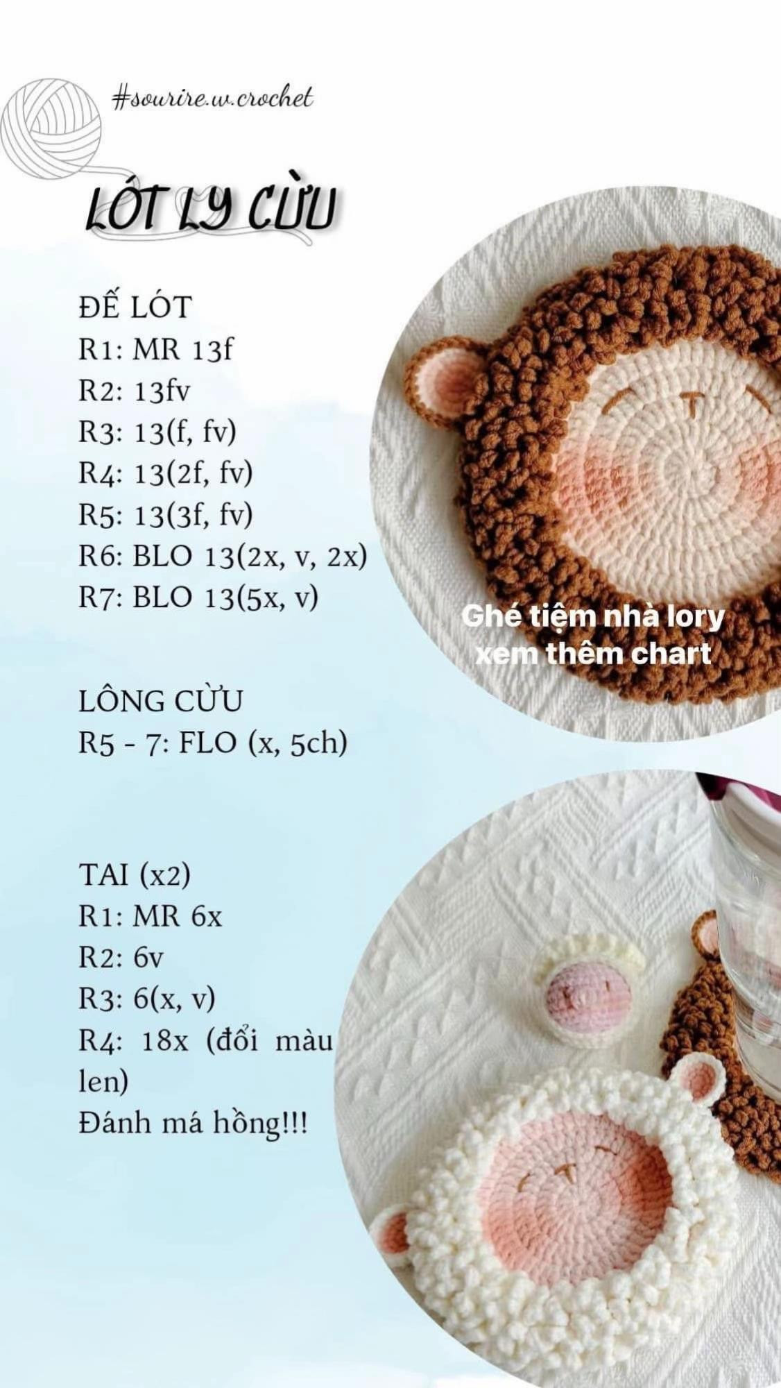 Tổng hợp chart lót ly móc len dễ thương: Capybara, Vịt và Mèo