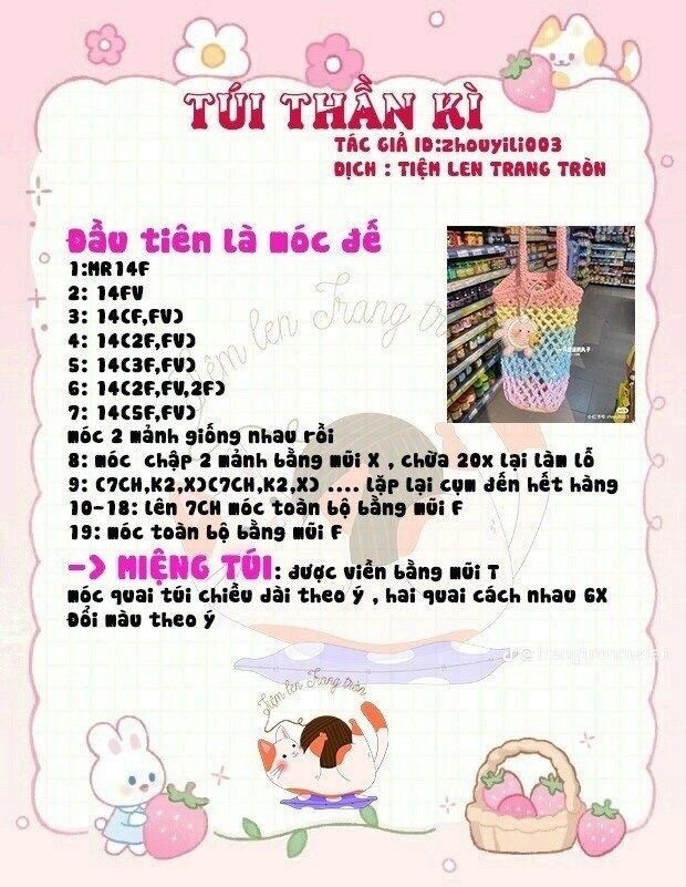 Tổng hợp chart móc bao bình nước và túi len dễ thương