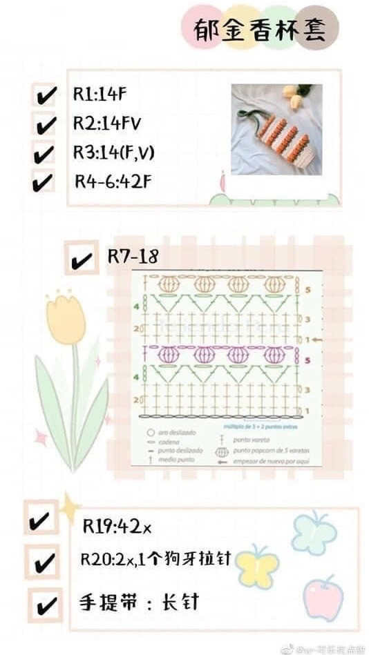 Tổng hợp chart móc bao bình nước và túi len dễ thương