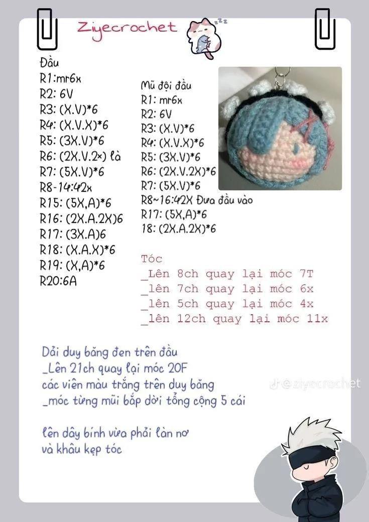 Tổng hợp chart móc búp bê đầu tròn dễ thương