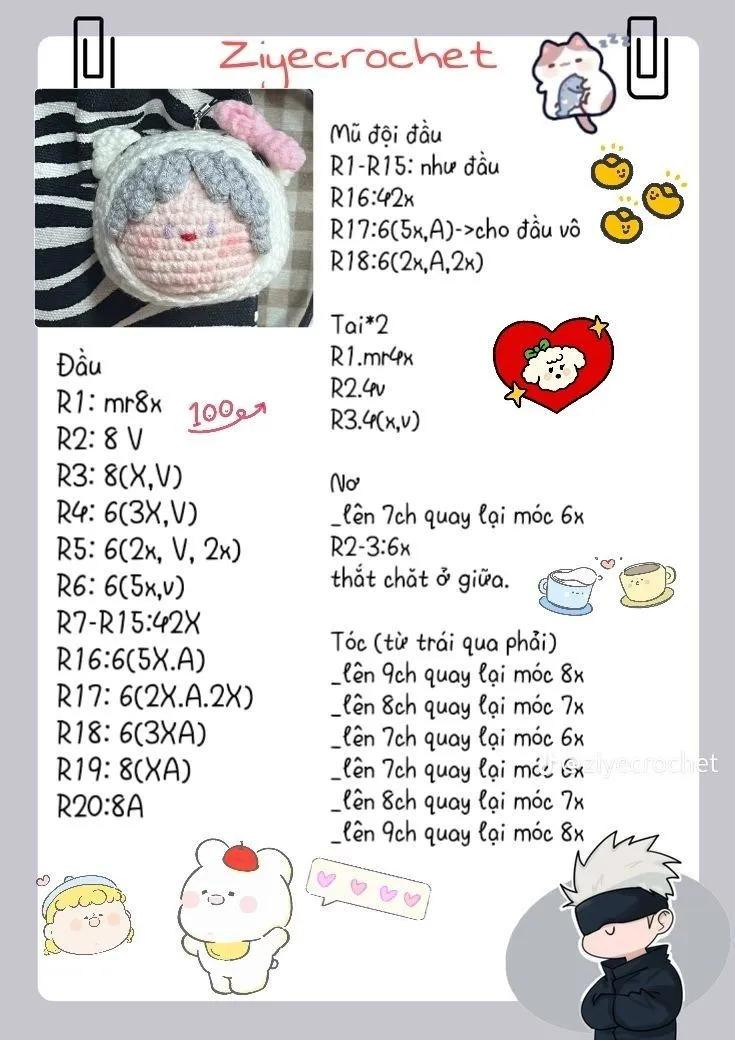 Tổng hợp chart móc búp bê đầu tròn dễ thương