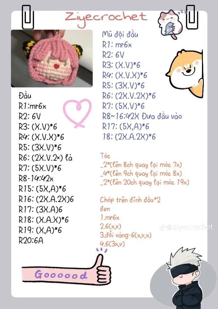 Tổng hợp chart móc búp bê đầu tròn dễ thương