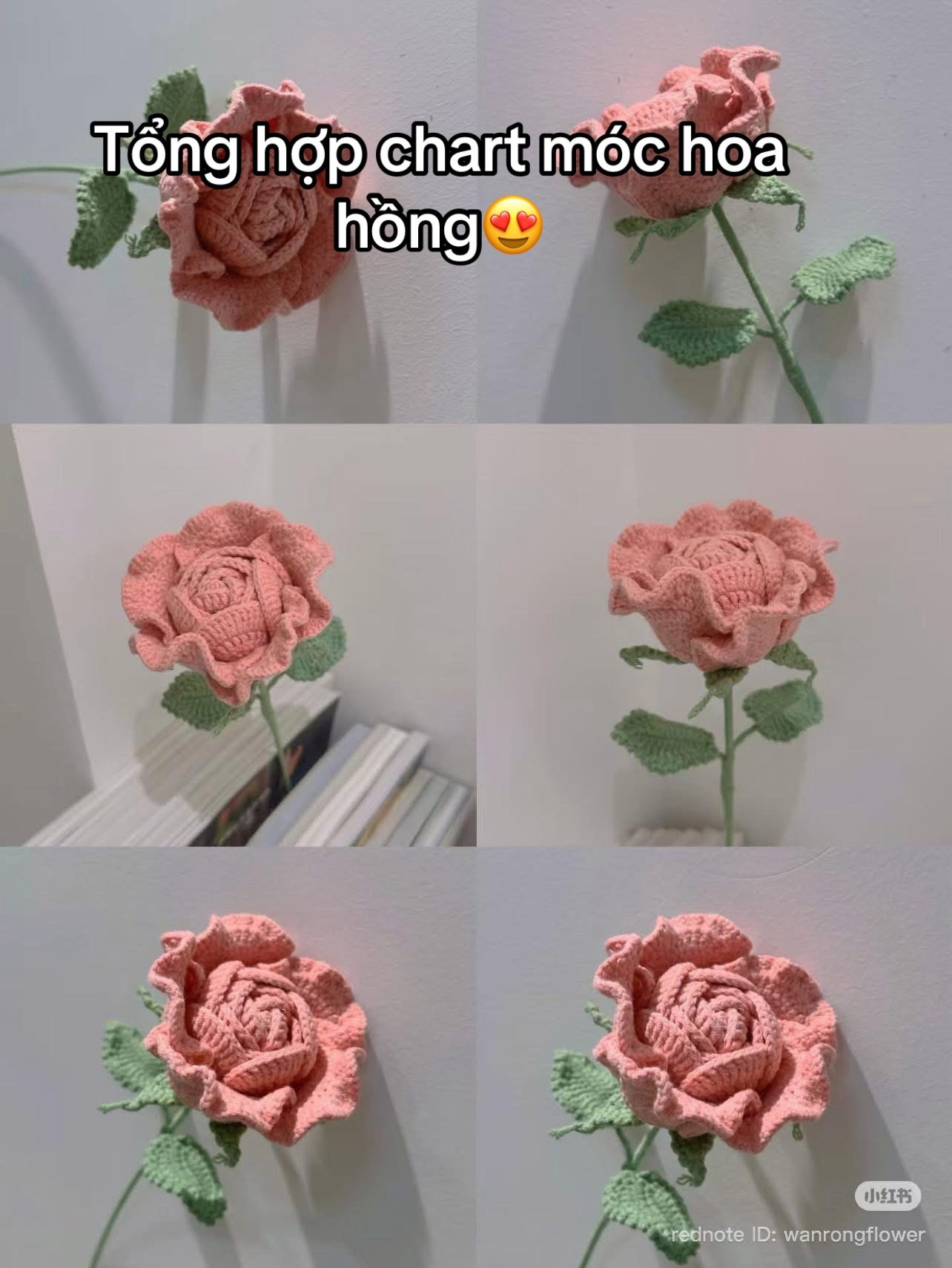 Tổng hợp chart móc hoa hồng nhiều màu sắc