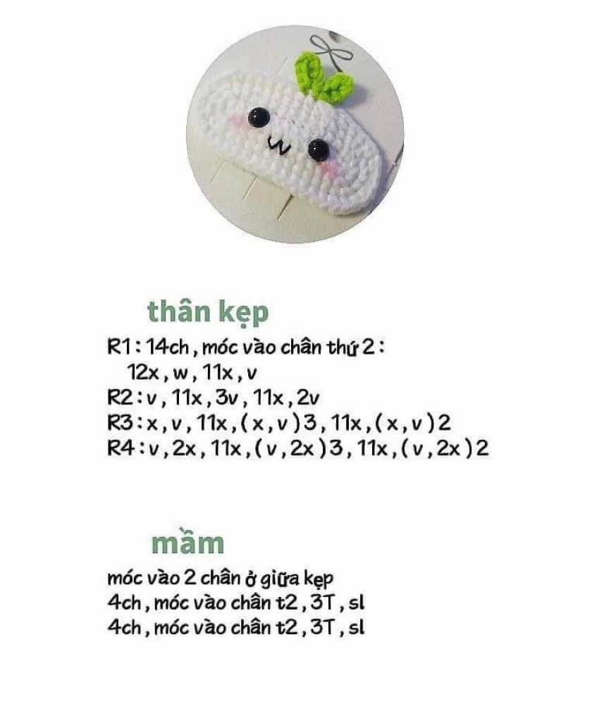 Tổng hợp chart móc kẹp tóc dâu tây, anh đào, hoa tulip và thỏ