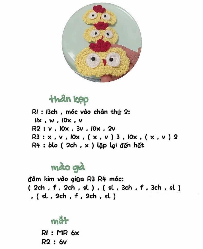 Tổng hợp chart móc kẹp tóc dâu tây, anh đào, hoa tulip và thỏ