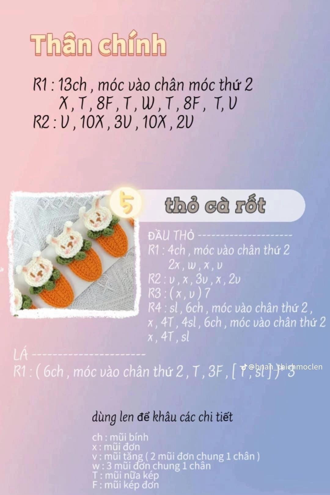Tổng hợp chart móc kẹp tóc dâu tây, anh đào, hoa tulip và thỏ