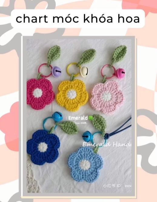 Tổng hợp chart móc khoá hoa và trái cây mini nhiều màu sắc