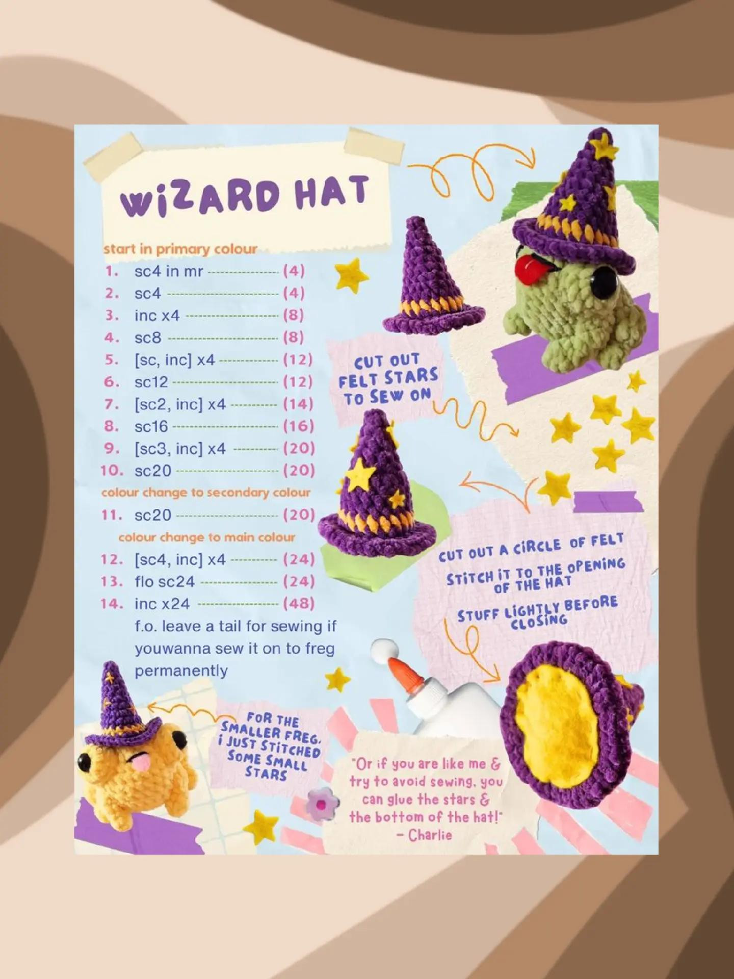 Tổng hợp chart móc len amigurumi: Bé Nấm, Thỏ, Dừa, Ếch và Bánh Gấu