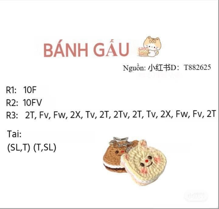 Tổng hợp chart móc len bánh gấu, cá taiyaki và capybara dễ thương