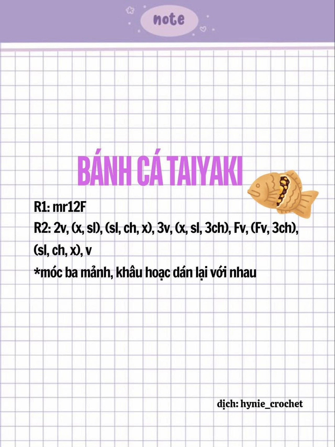 Tổng hợp chart móc len bánh gấu, cá taiyaki và capybara dễ thương