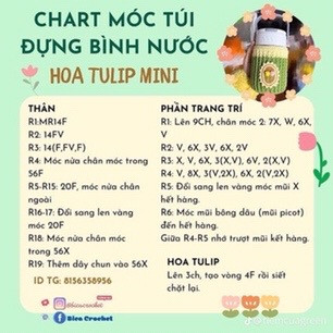 Tổng hợp chart móc len bao bình nước, túi xách dễ thương