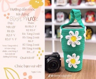 Tổng hợp chart móc len bao bình nước, túi xách dễ thương