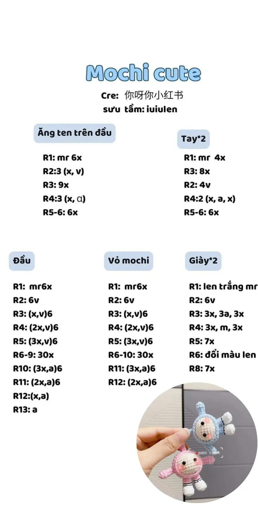 Tổng hợp chart móc len: Bé cú, Con cá, Mochi cute và Thỏ