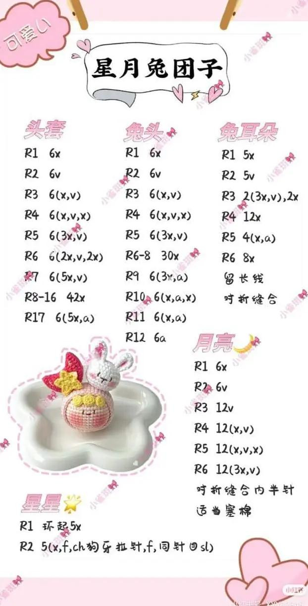 Tổng hợp chart móc len: Bé cú, Con cá, Mochi cute và Thỏ