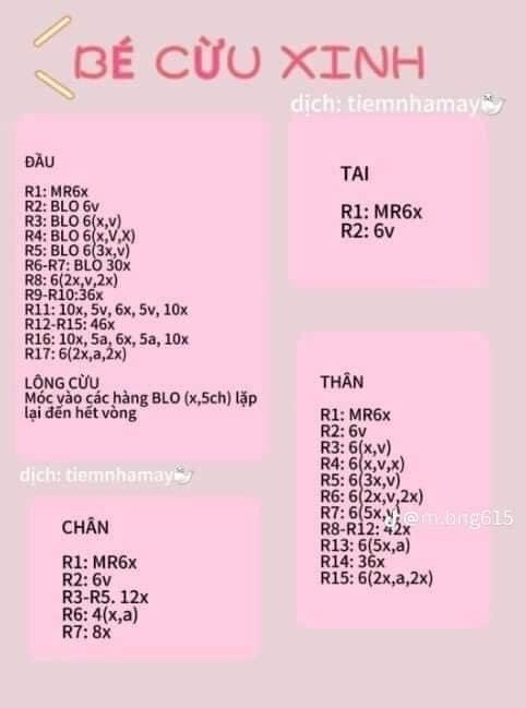 Tổng hợp chart móc len: Bé cừu và Kuromi