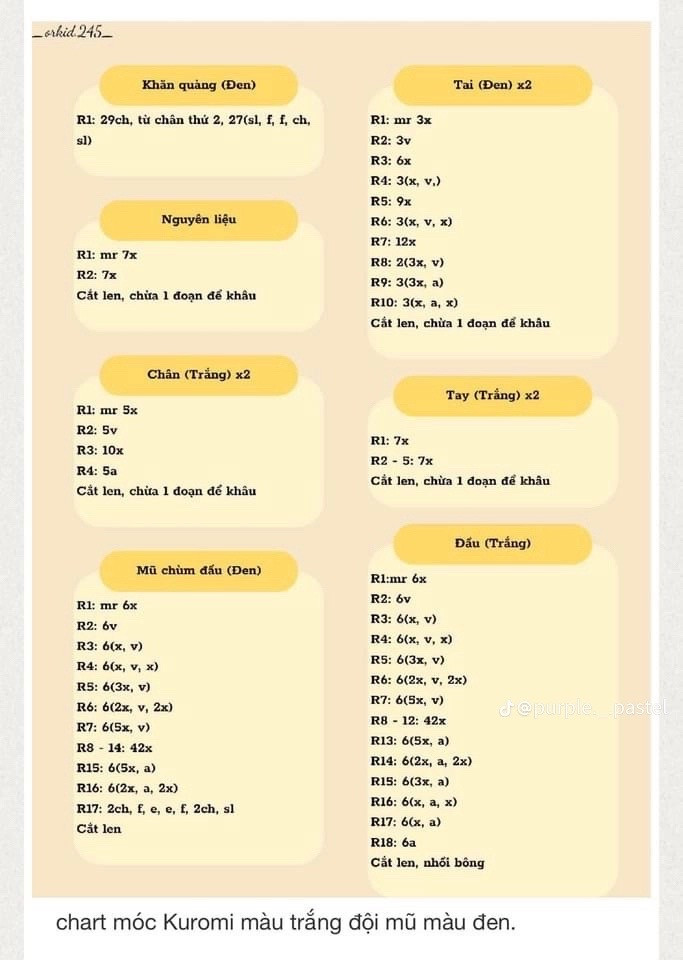Tổng hợp chart móc len: Bé cừu và Kuromi