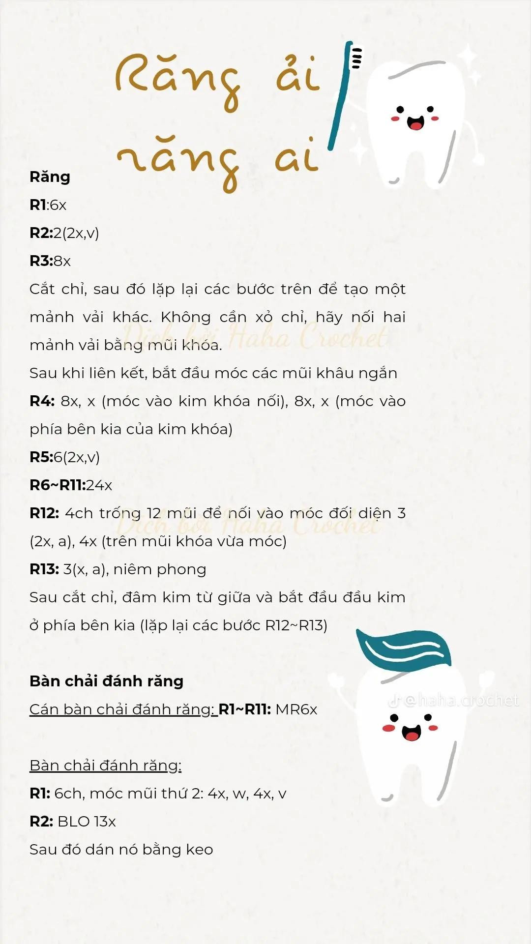 Tổng hợp chart móc len: Bé mèo cute, Răng cười và Móc cá